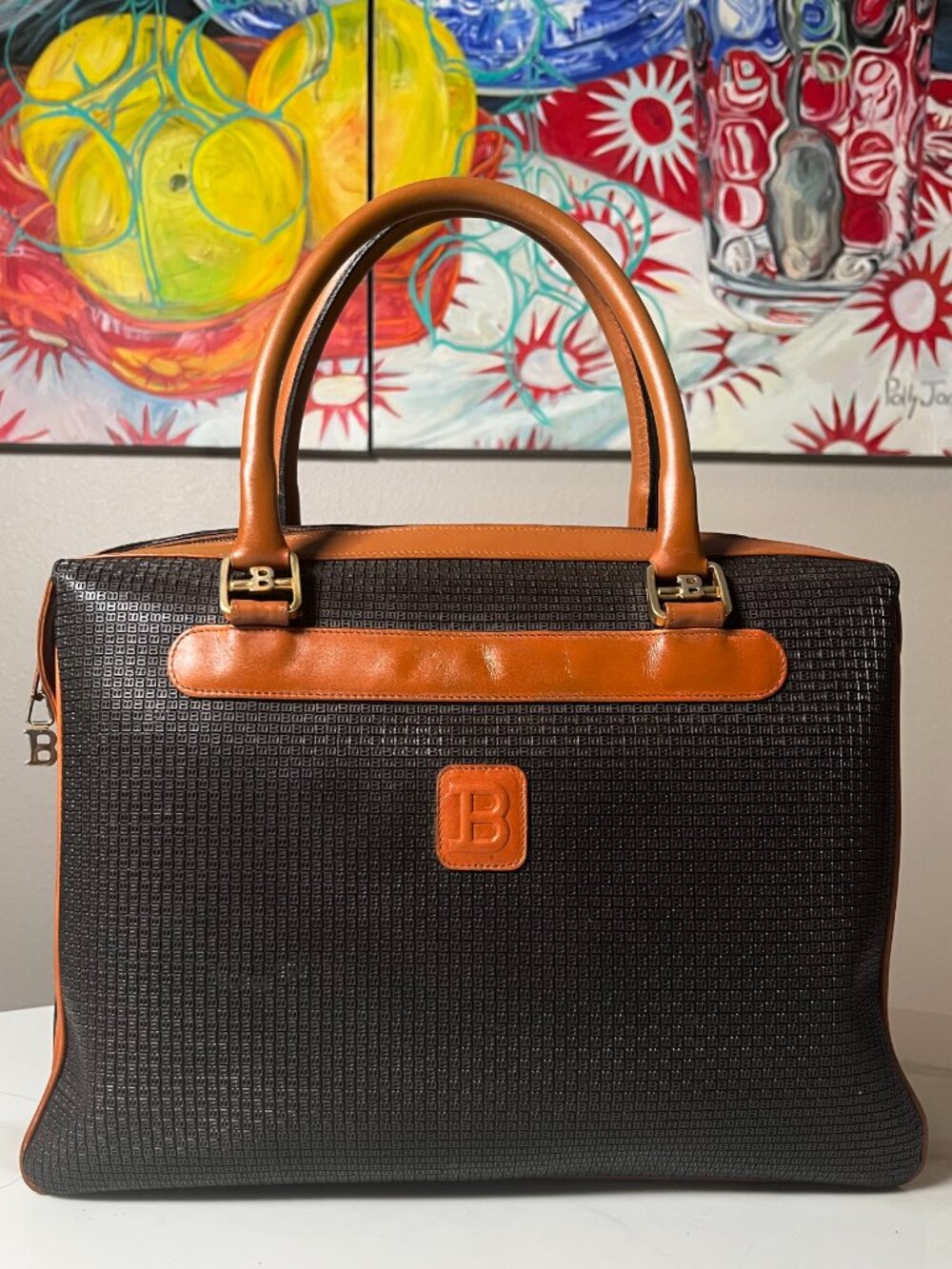 Bally International Vintage Monogram B Executive Triple-Gusset Document Satchel